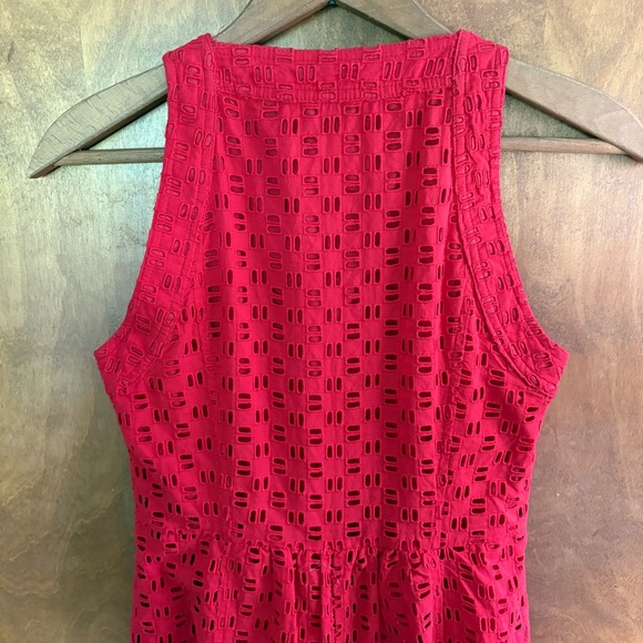 Anthropologie Red Eyelet Lace Button Up Romper Dress NWT 2 Crochet Shorts Y2K - Picture 3 of 12